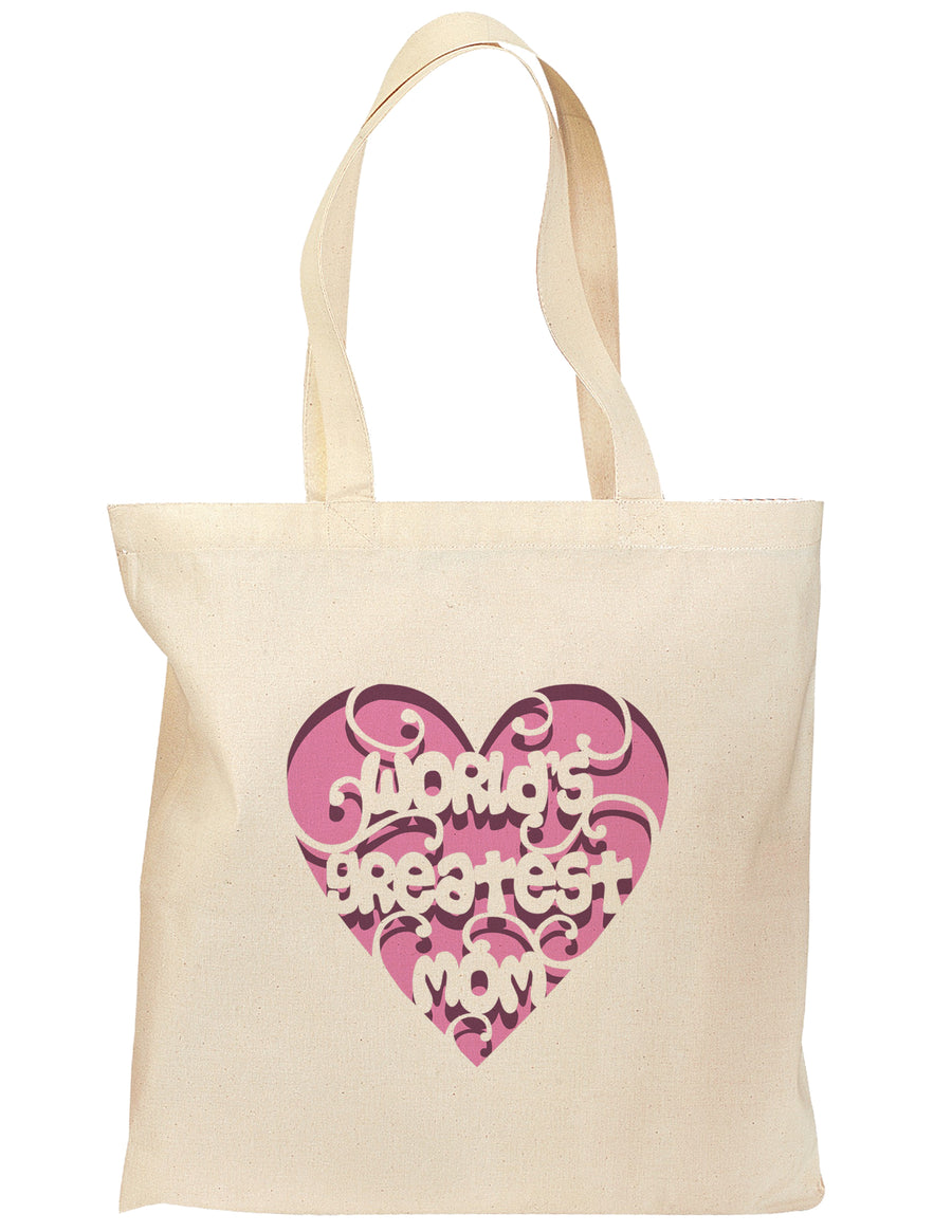 World's Greatest Mom Heart Grocery Tote Bag-Grocery Tote-TooLoud-Natural-Medium-Davson Sales