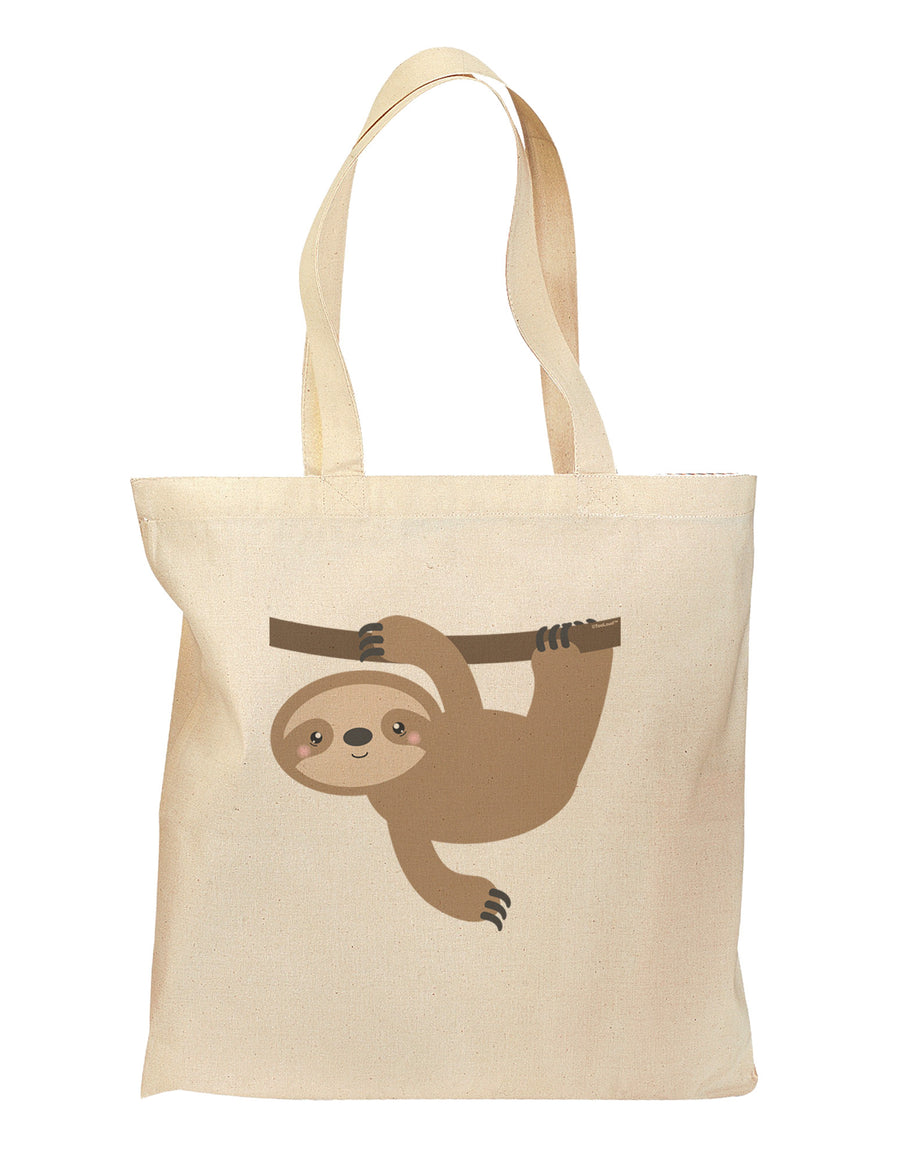 Cute Hanging Sloth Grocery Tote Bag-Grocery Tote-TooLoud-Natural-Medium-Davson Sales