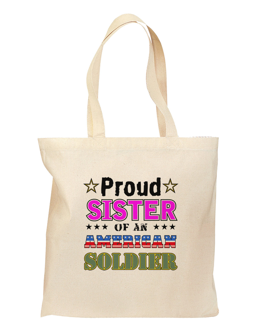 Proud Sister of an American Soldier Grocery Tote Bag-Grocery Tote-TooLoud-Natural-Medium-Davson Sales