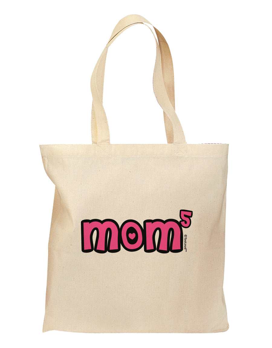 Mom to the Fifth Power - Cute Mom of 5 Design Grocery Tote Bag by TooLoud-Grocery Tote-TooLoud-Natural-Medium-Davson Sales