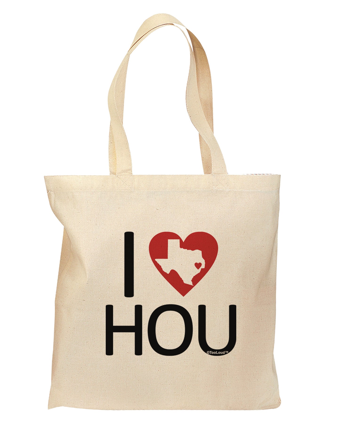 I Heart Houston Grocery Tote Bag - Natural-Grocery Tote-TooLoud-Natural-Medium-Davson Sales