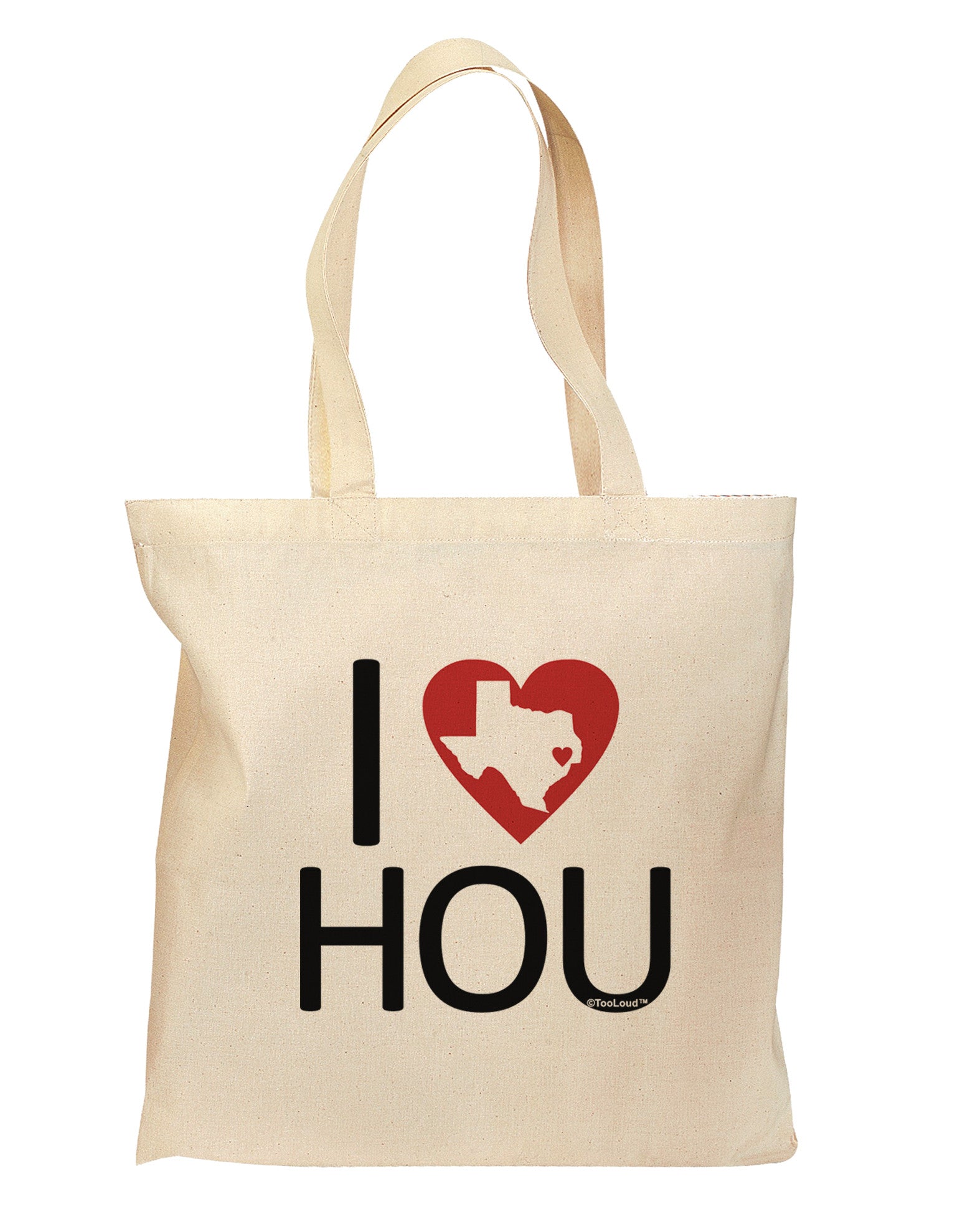I Heart Houston Grocery Tote Bag - Natural-Grocery Tote-TooLoud-Natural-Medium-Davson Sales