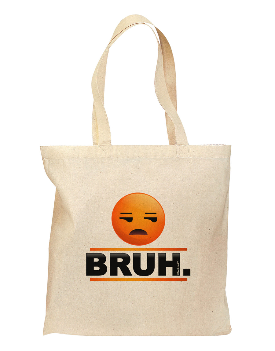 Bruh Emoji Grocery Tote Bag - Natural-Grocery Tote-TooLoud-Natural-Medium-Davson Sales