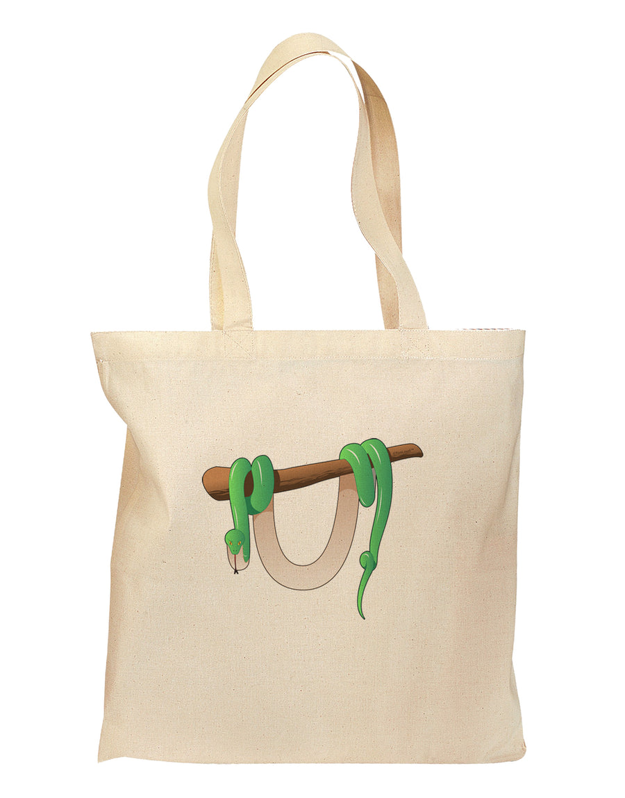 Anaconda Design Green Grocery Tote Bag-Grocery Tote-TooLoud-Natural-Medium-Davson Sales