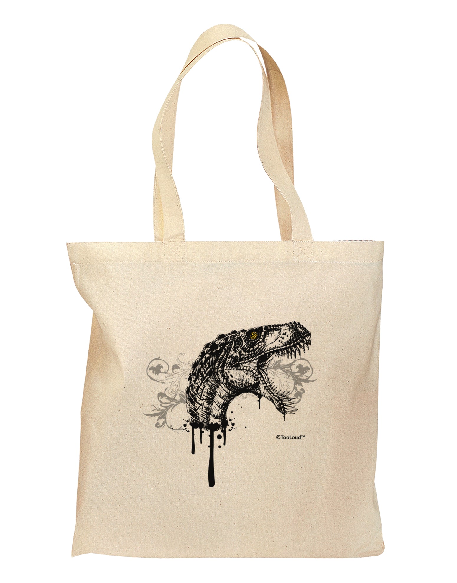 Artistic Ink Style Dinosaur Head Design Grocery Tote Bag by TooLoud-Grocery Tote-TooLoud-Natural-Medium-Davson Sales