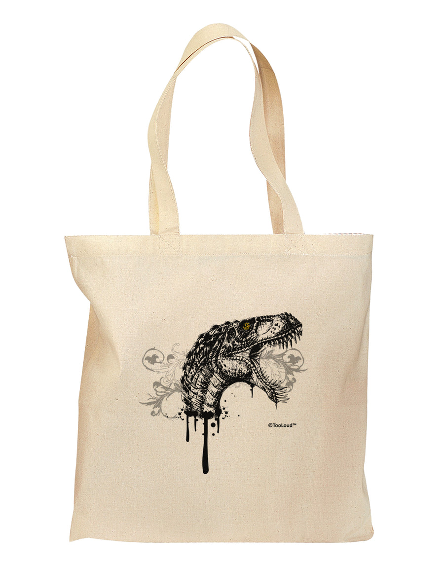 Artistic Ink Style Dinosaur Head Design Grocery Tote Bag by TooLoud-Grocery Tote-TooLoud-Natural-Medium-Davson Sales