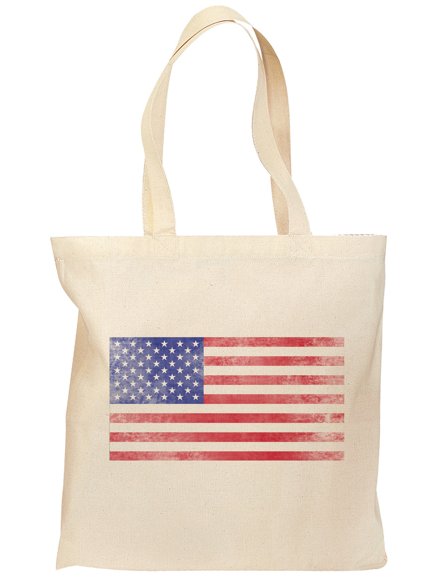 Weathered American Flag Grocery Tote Bag-Grocery Tote-TooLoud-Natural-Medium-Davson Sales