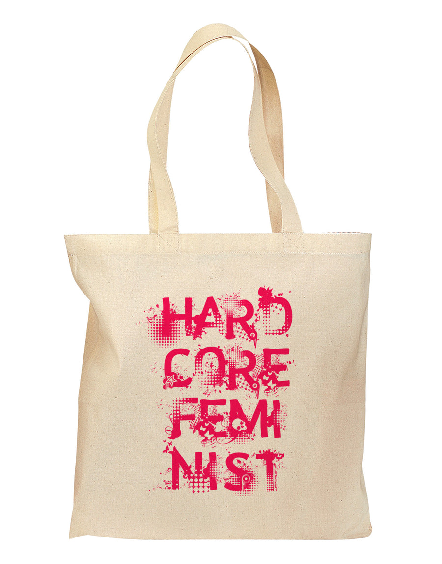 Hardcore Feminist - Pink Grocery Tote Bag-Grocery Tote-TooLoud-Natural-Medium-Davson Sales