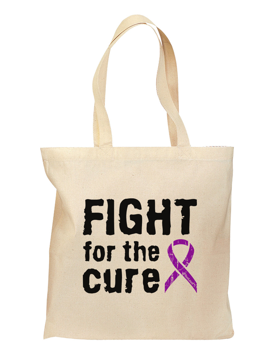 Fight for the Cure - Purple Ribbon Crohn’s Disease Grocery Tote Bag-Grocery Tote-TooLoud-Natural-Medium-Davson Sales