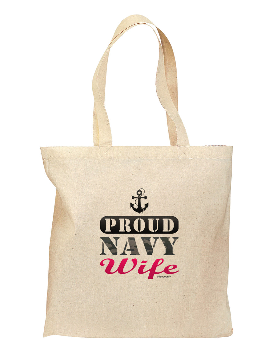 Proud Navy Wife Grocery Tote Bag-Grocery Tote-TooLoud-Natural-Medium-Davson Sales