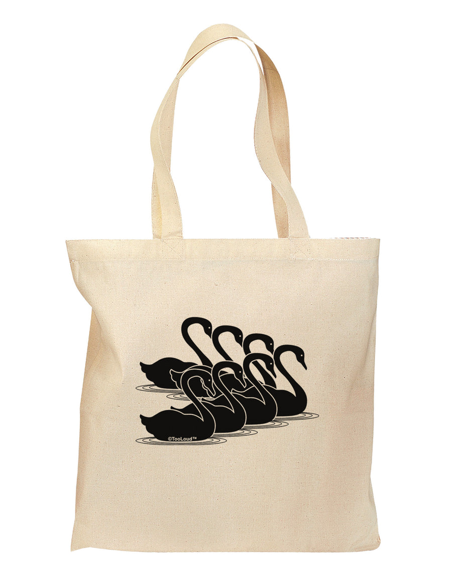 Seven Swans A Swimming Grocery Tote Bag-Grocery Tote-TooLoud-Natural-Medium-Davson Sales