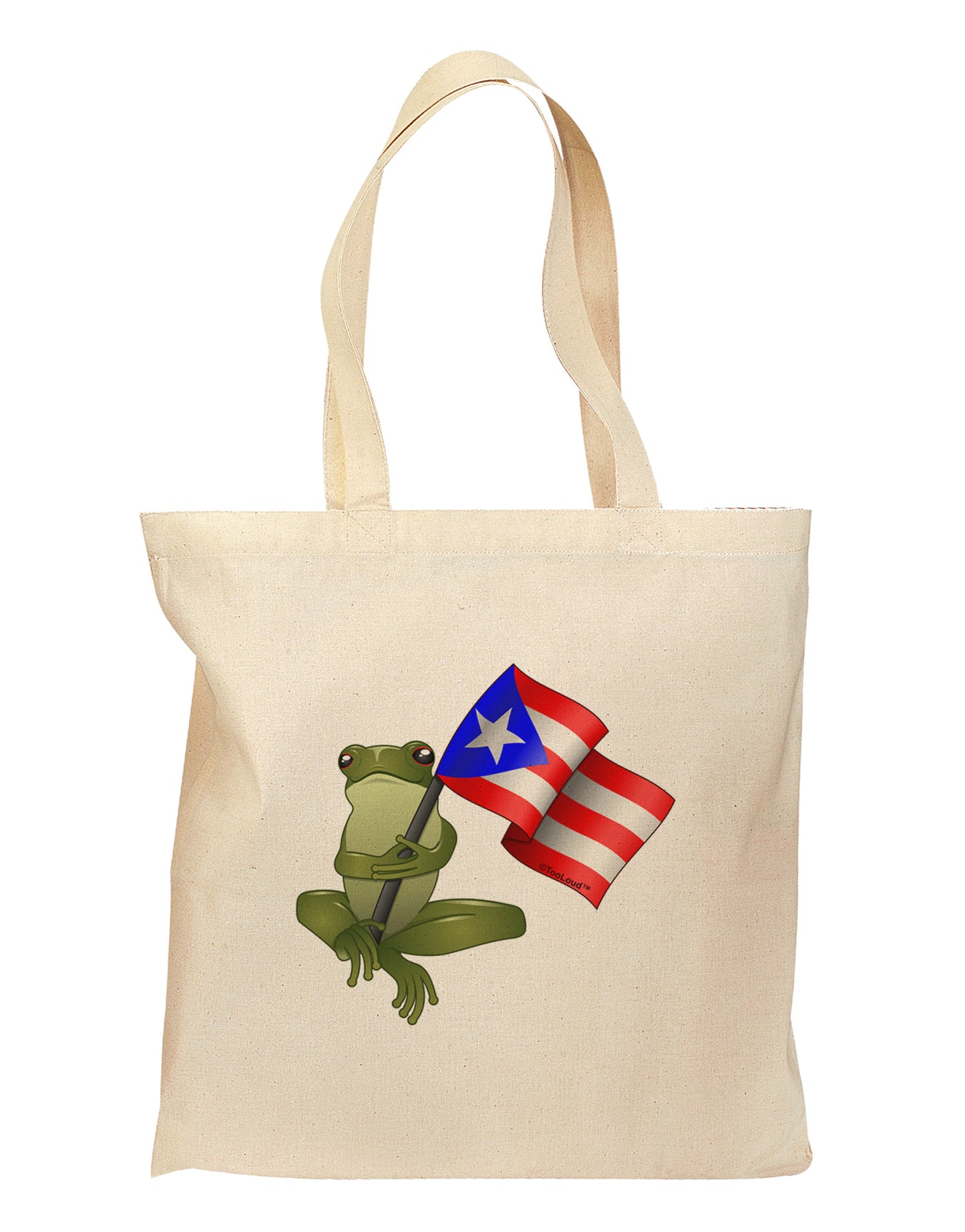 Coqui Holding Flag Grocery Tote Bag - Natural-Grocery Tote-TooLoud-Natural-Medium-Davson Sales