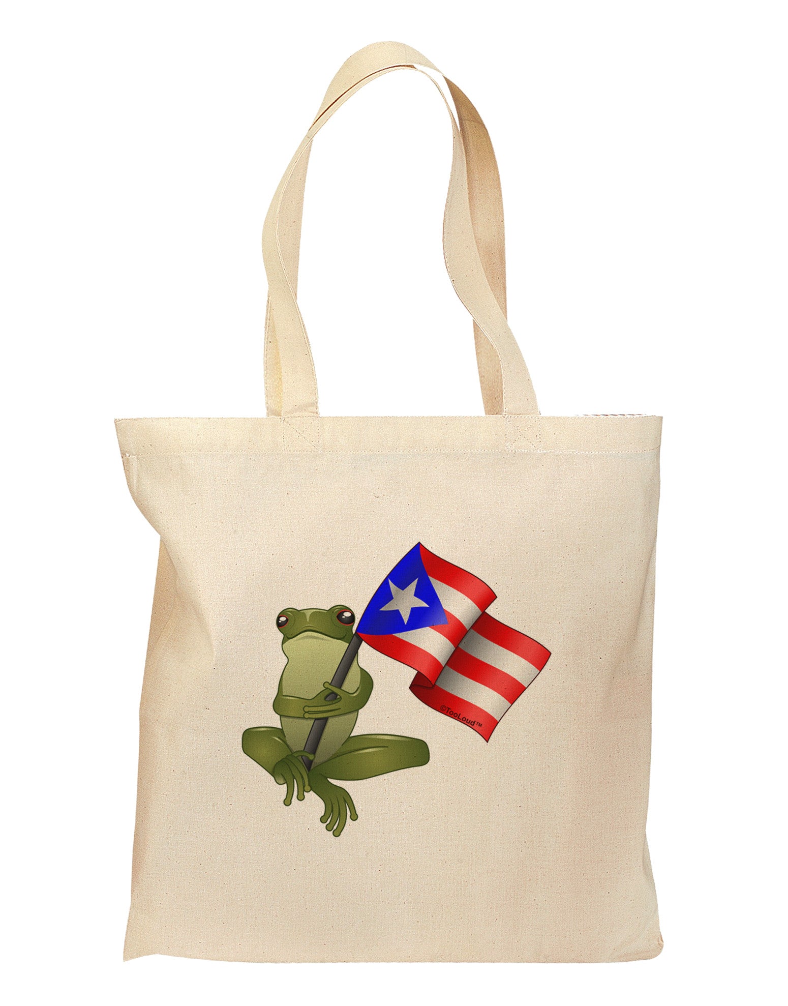 Coqui Holding Flag Grocery Tote Bag - Natural-Grocery Tote-TooLoud-Natural-Medium-Davson Sales