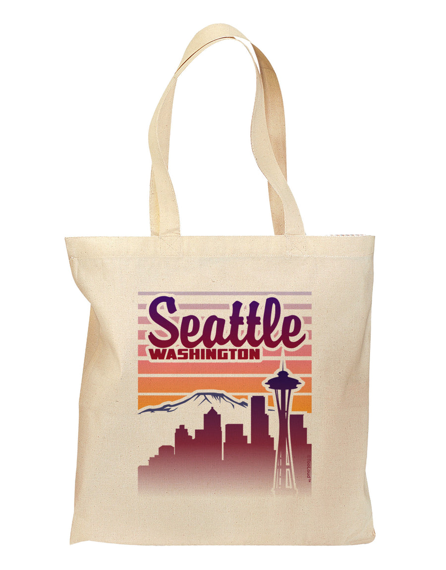 Seattle Washington Sunset Grocery Tote Bag-Grocery Tote-TooLoud-Natural-Medium-Davson Sales