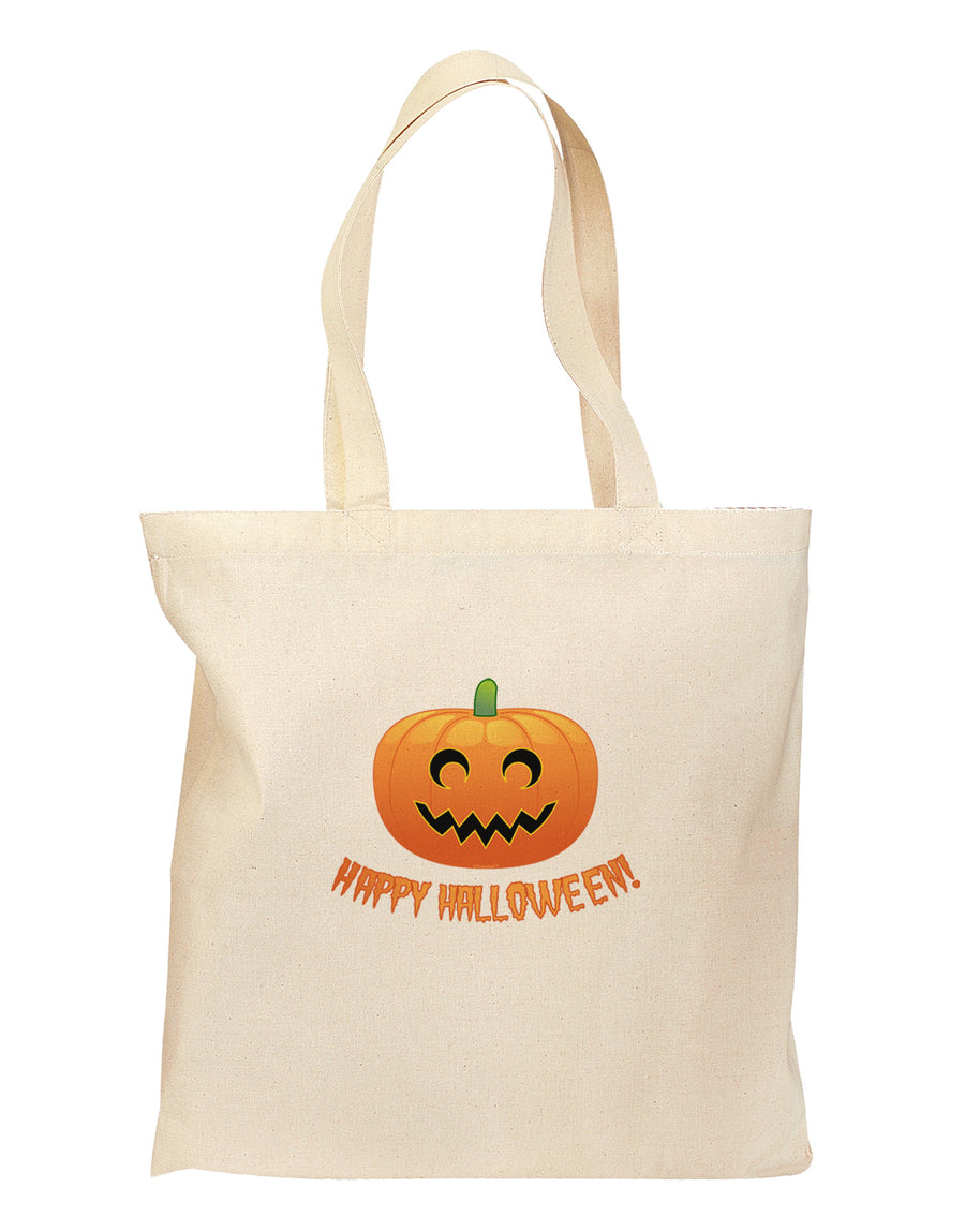 Happy Halloween Jack-o-lantern Grocery Tote Bag-Grocery Tote-TooLoud-Natural-Medium-Davson Sales