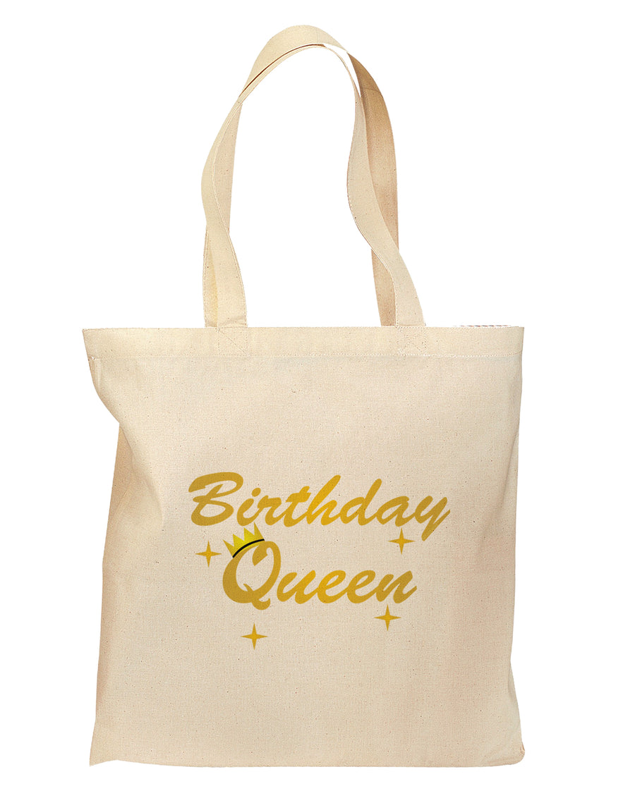 Birthday Queen Text Grocery Tote Bag - Natural by TooLoud-Grocery Tote-TooLoud-Natural-Medium-Davson Sales