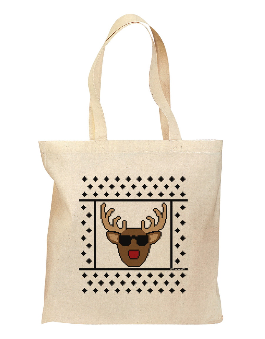 Cool Rudolph Sweater Grocery Tote Bag-Grocery Tote-TooLoud-Natural-Medium-Davson Sales