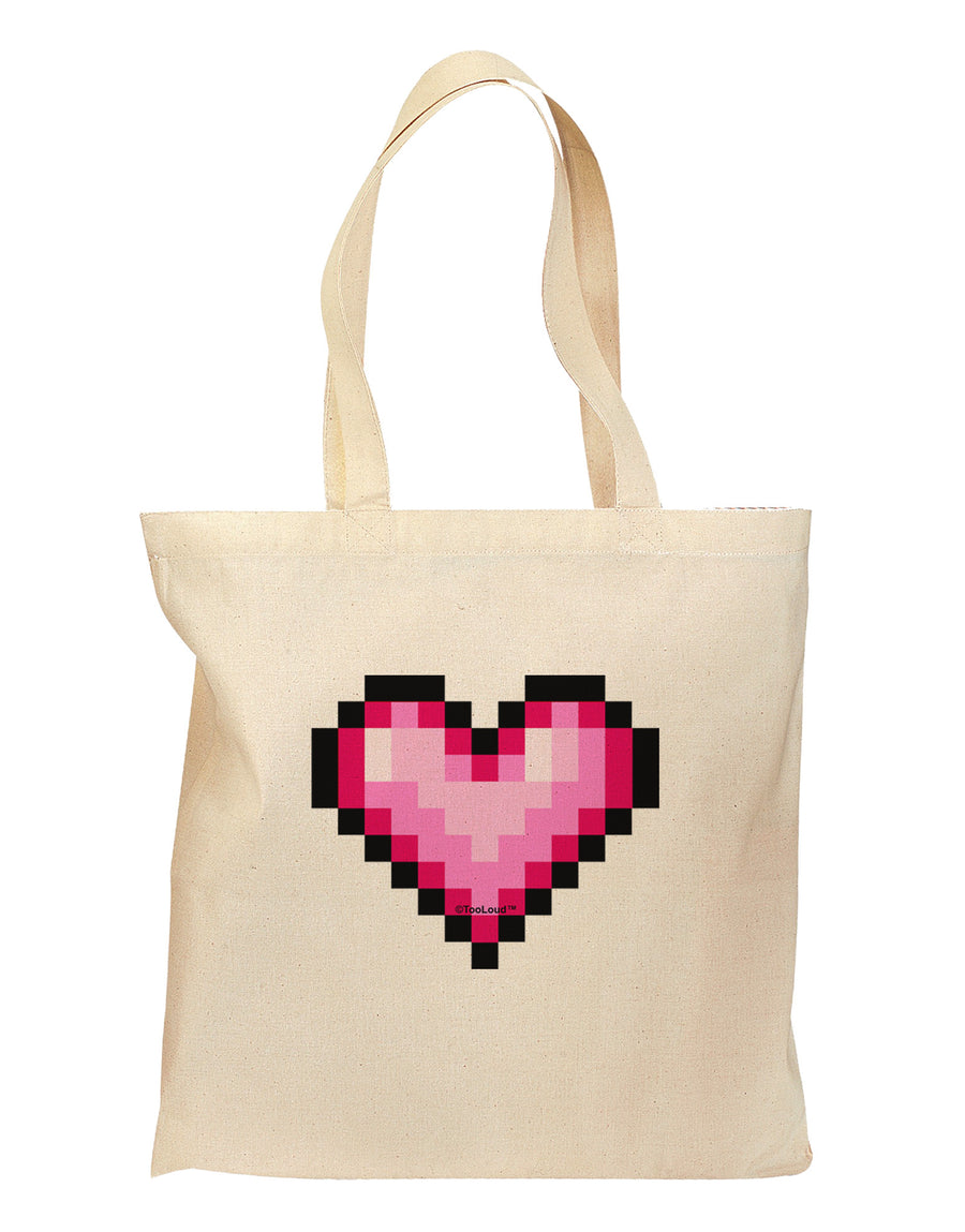 Pixel Heart Design B - Valentine's Day Grocery Tote Bag by TooLoud-Grocery Tote-TooLoud-Natural-Medium-Davson Sales