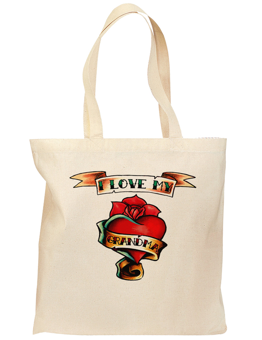 Tattoo Heart I Love My Grandma Grocery Tote Bag-Grocery Tote-TooLoud-Natural-Medium-Davson Sales