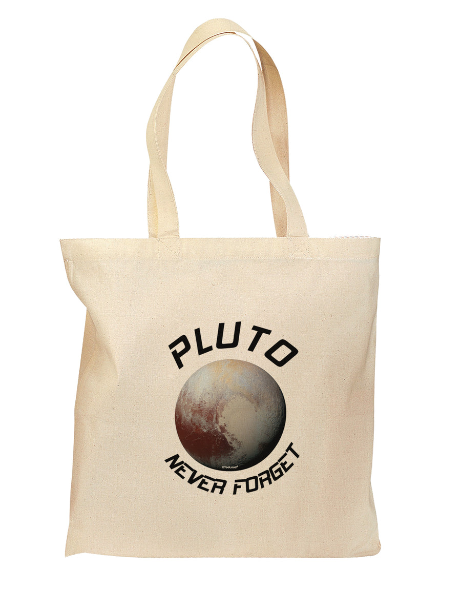 Never Forget Pluto Funny Science Fan Grocery Tote Bag - Natural by TooLoud-Grocery Tote-TooLoud-Natural-Medium-Davson Sales