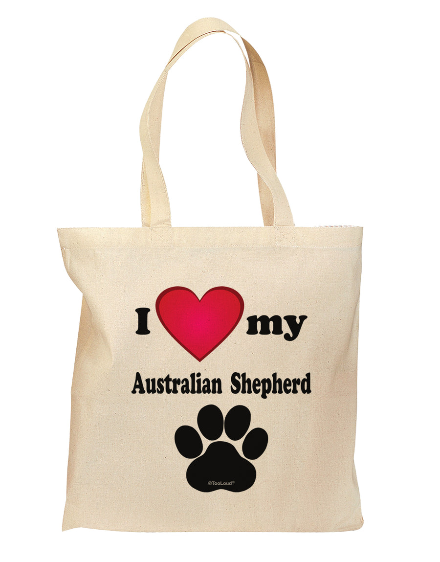I Heart My Australian Shepherd Grocery Tote Bag - Natural by TooLoud-Grocery Tote-TooLoud-Natural-Medium-Davson Sales