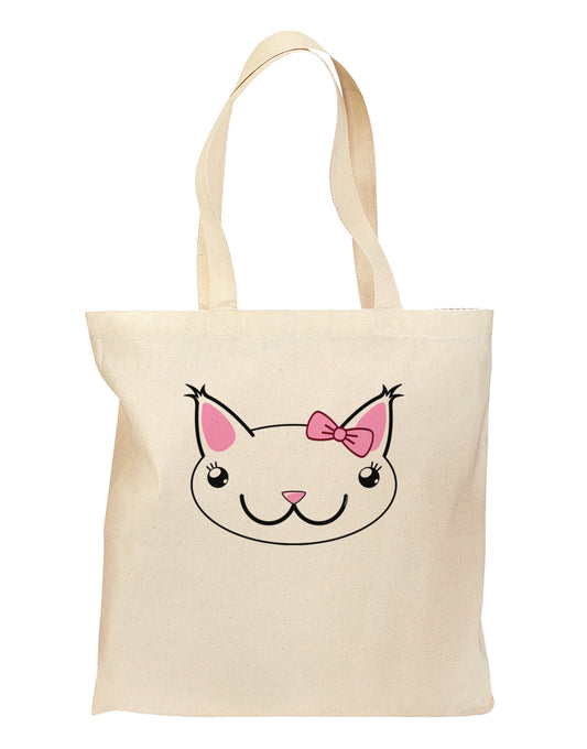 Kyu-T Head - Day Kawaia the Cute Girl Critter Grocery Tote Bag-Grocery Tote-TooLoud-Natural-Medium-Davson Sales