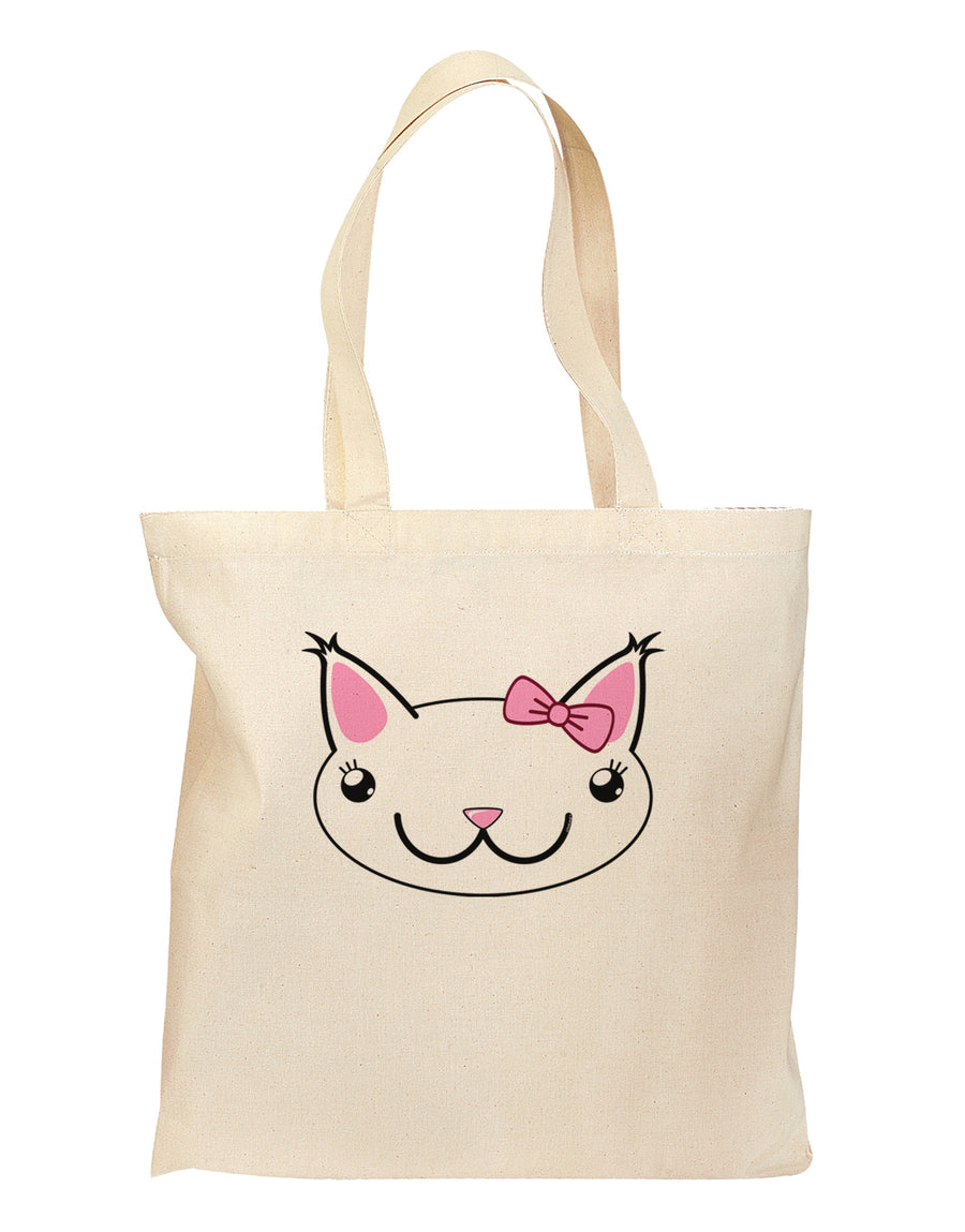 Kyu-T Head - Day Kawaia the Cute Girl Critter Grocery Tote Bag-Grocery Tote-TooLoud-Natural-Medium-Davson Sales