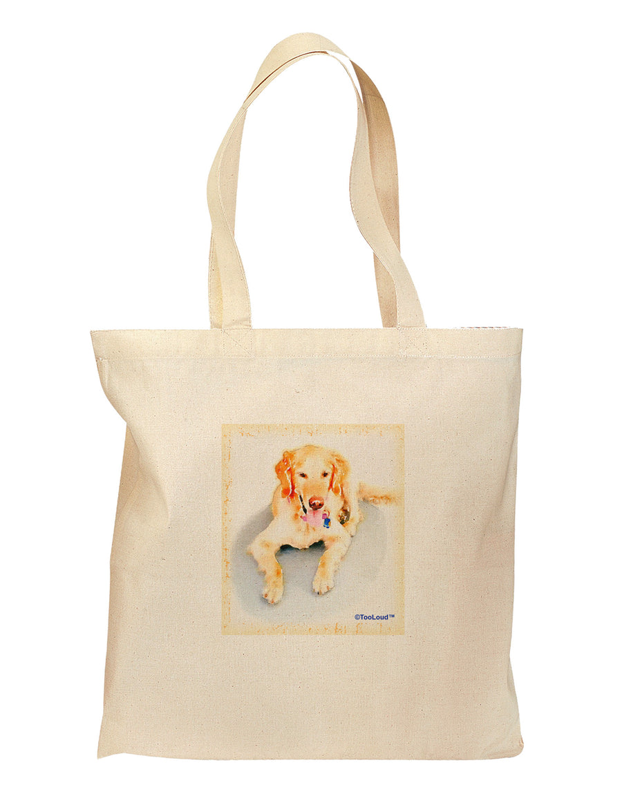 Laying Retriever Watercolor Grocery Tote Bag-Grocery Tote-TooLoud-Natural-Medium-Davson Sales