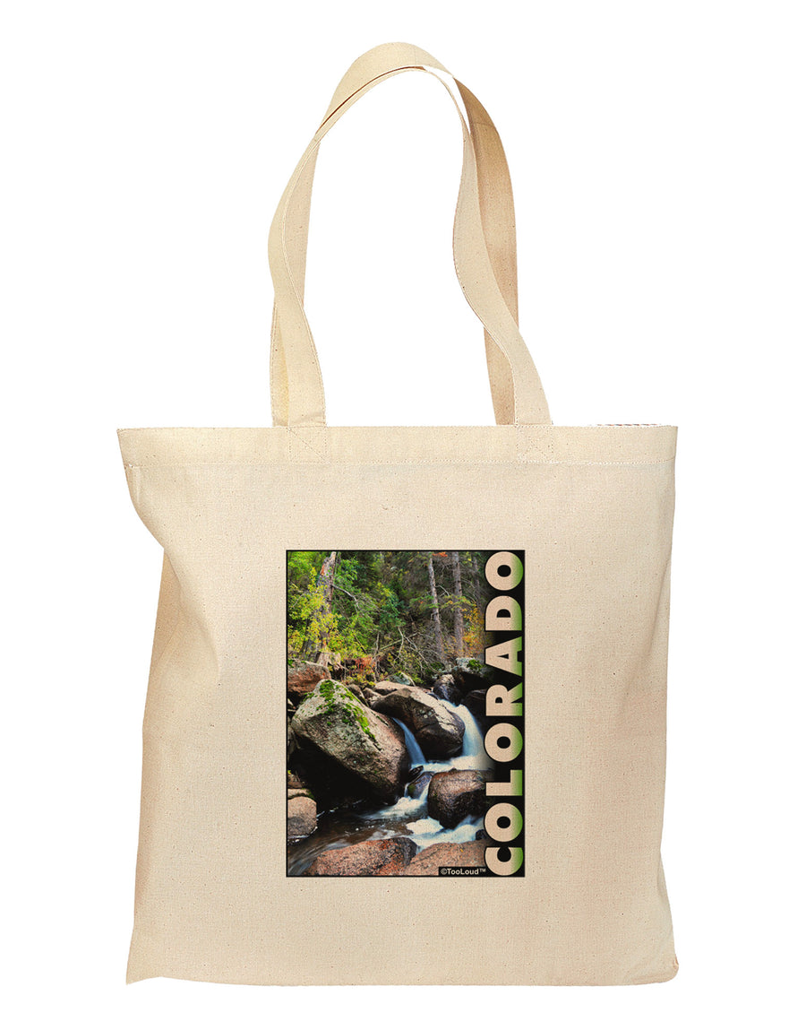 Rockies River with Text Grocery Tote Bag - Natural-Grocery Tote-TooLoud-Natural-Medium-Davson Sales