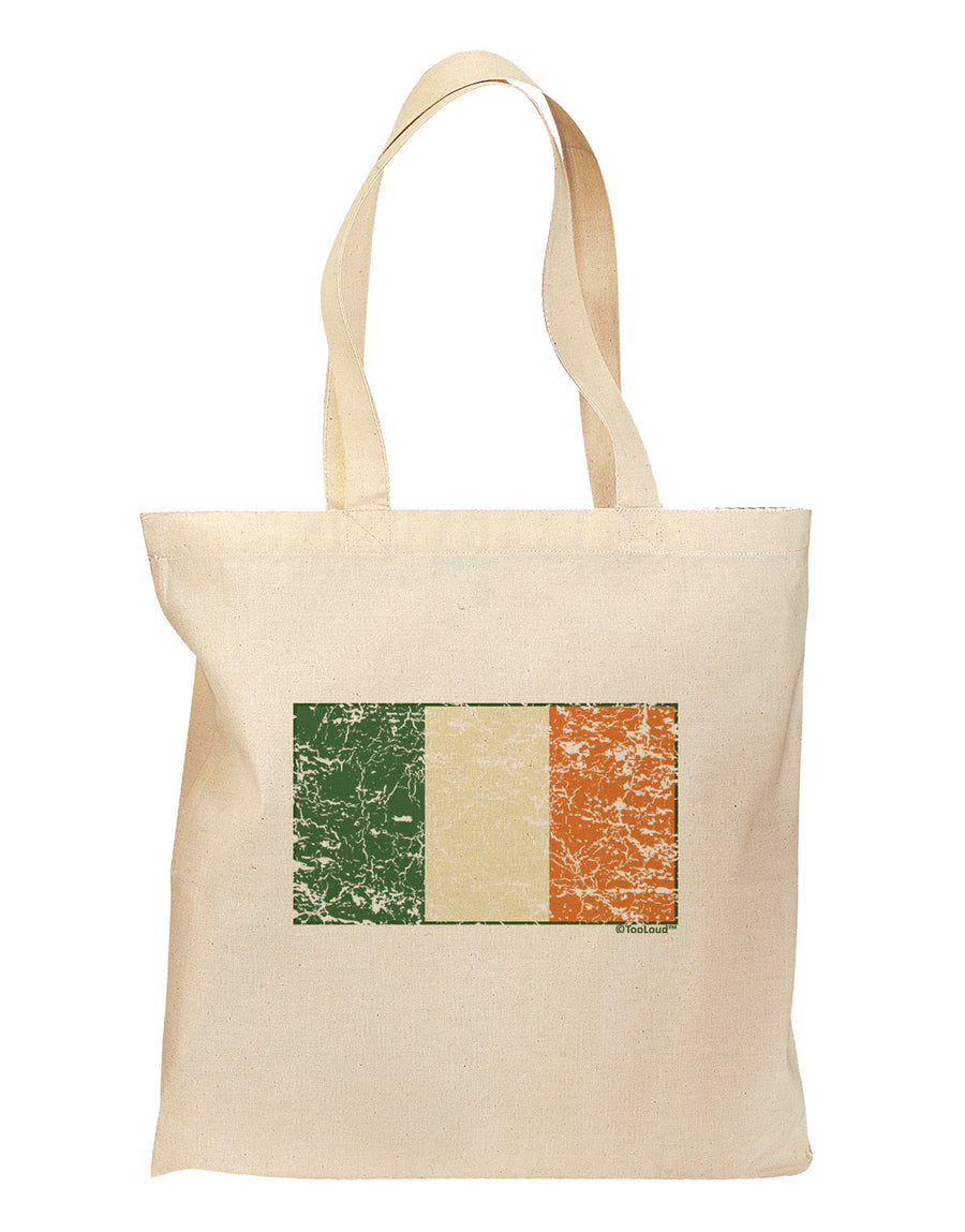 Distressed Irish Flag - Flag of Ireland Grocery Tote Bag-Grocery Tote-TooLoud-Natural-Medium-Davson Sales