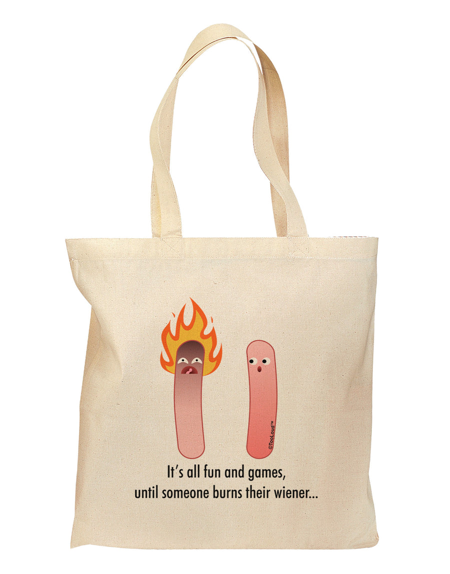 It's All Fun and Games - Wiener Grocery Tote Bag by TooLoud-Grocery Tote-TooLoud-Natural-Medium-Davson Sales