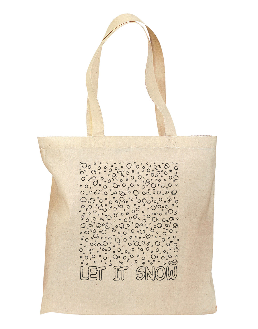 Let It Snow Text Snowflakes - Christmas Grocery Tote Bag-Grocery Tote-TooLoud-Natural-Medium-Davson Sales