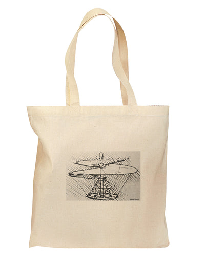 Helicopter Sketch Grocery Tote Bag - Natural-Grocery Tote-TooLoud-Natural-Medium-Davson Sales