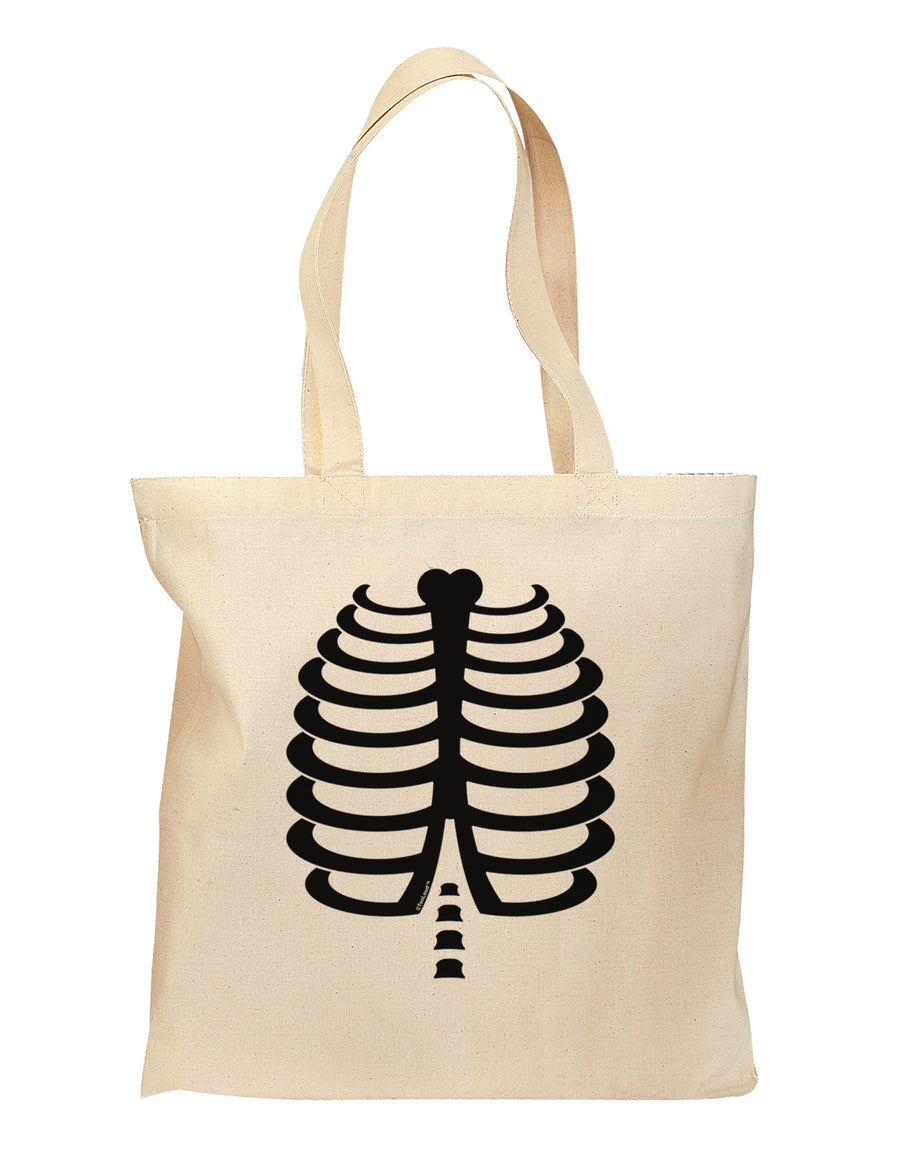 Black Skeleton Ribcage Halloween Grocery Tote Bag-Grocery Tote-TooLoud-Natural-Medium-Davson Sales