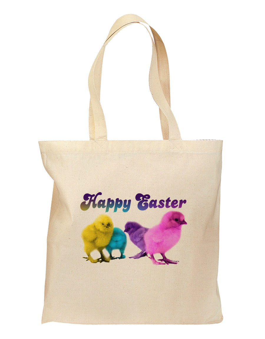 Happy Easter Peepers Grocery Tote Bag - Natural-Grocery Tote-TooLoud-Natural-Medium-Davson Sales