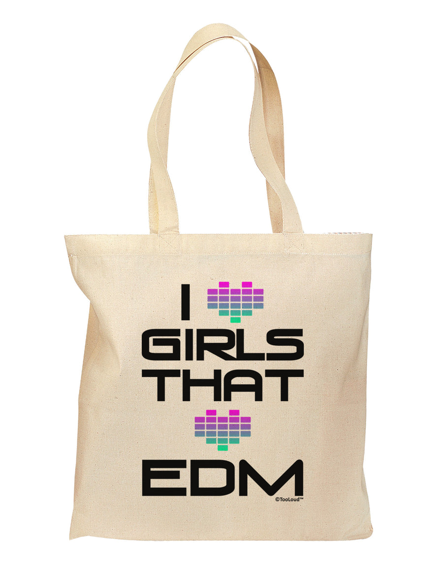 I Heart Girls That Heart EDM Grocery Tote Bag-Grocery Tote-TooLoud-Natural-Medium-Davson Sales