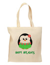 Happy Huladays Christmas Penguin - Red and Green Grocery Tote Bag-Grocery Tote-TooLoud-Natural-Medium-Davson Sales