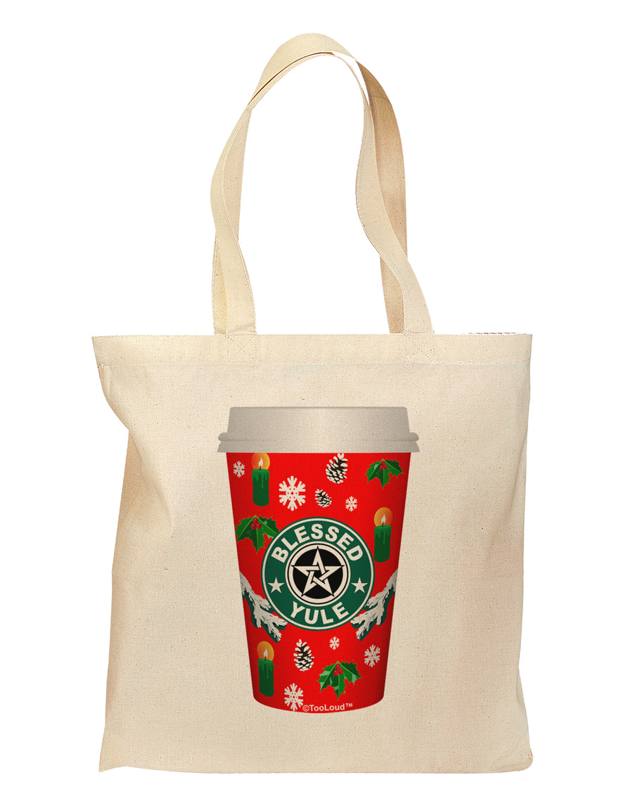 Blessed Yule Red Coffee Cup Grocery Tote Bag by TooLoud-TooLoud-Natural-Davson Sales