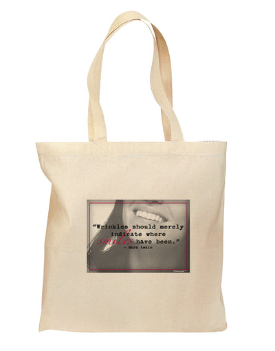 Where Smiles Mark Twain Grocery Tote Bag - Natural-Grocery Tote-TooLoud-Natural-Medium-Davson Sales