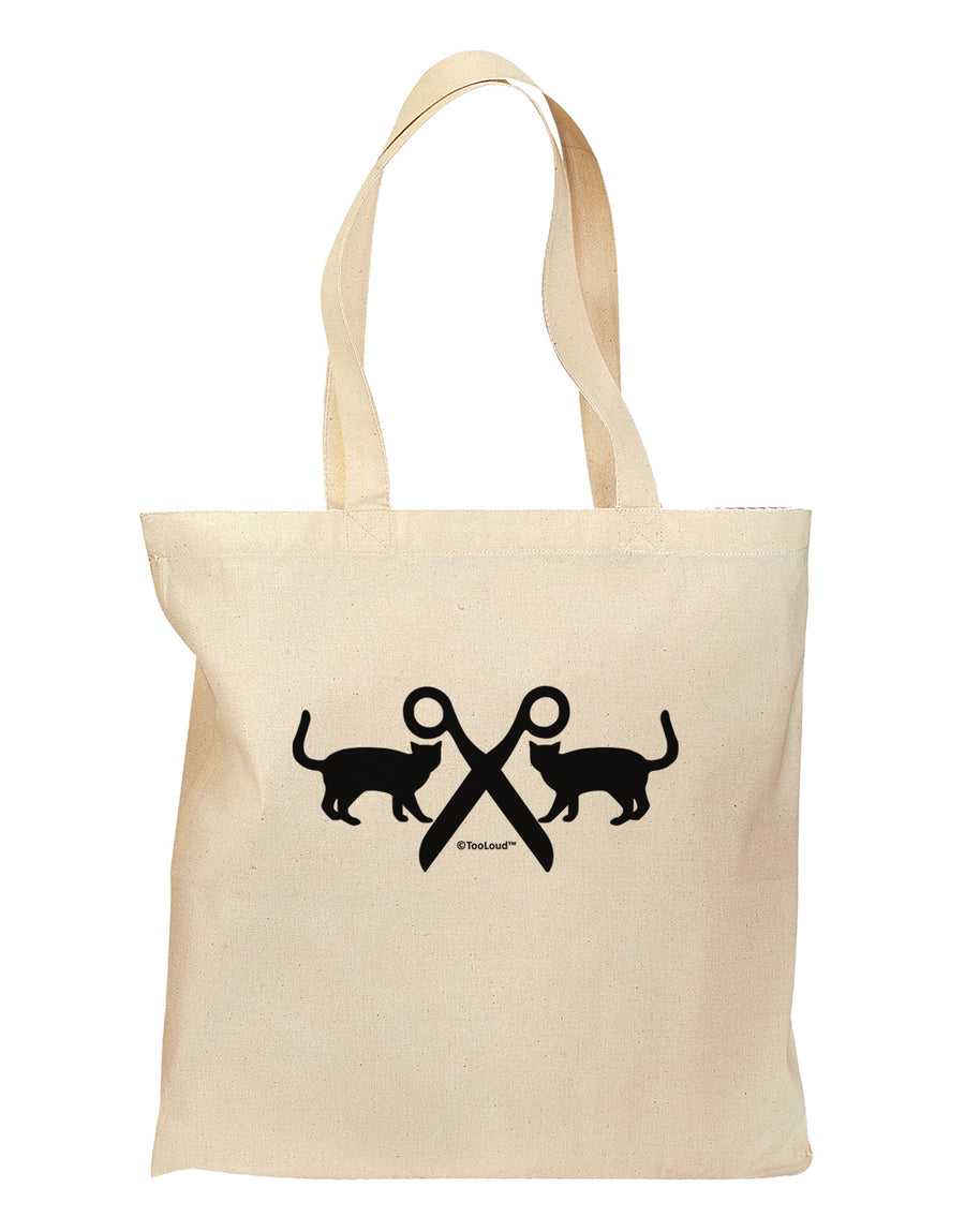 Two Cats With Scissors Grocery Tote Bag by TooLoud-Grocery Tote-TooLoud-Natural-Medium-Davson Sales