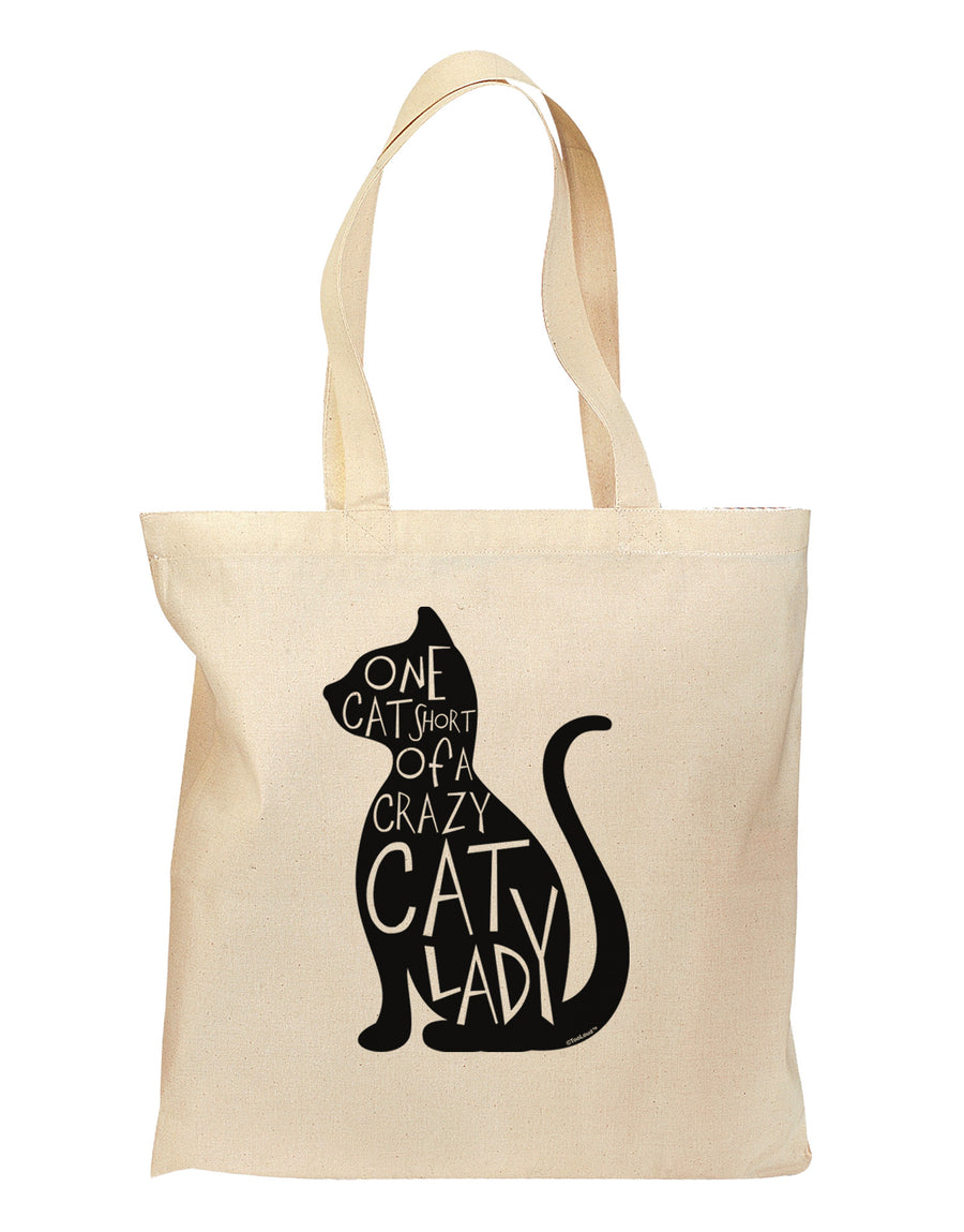 One Cat Short Of A Crazy Cat Lady Grocery Tote Bag-Grocery Tote-TooLoud-Natural-Medium-Davson Sales