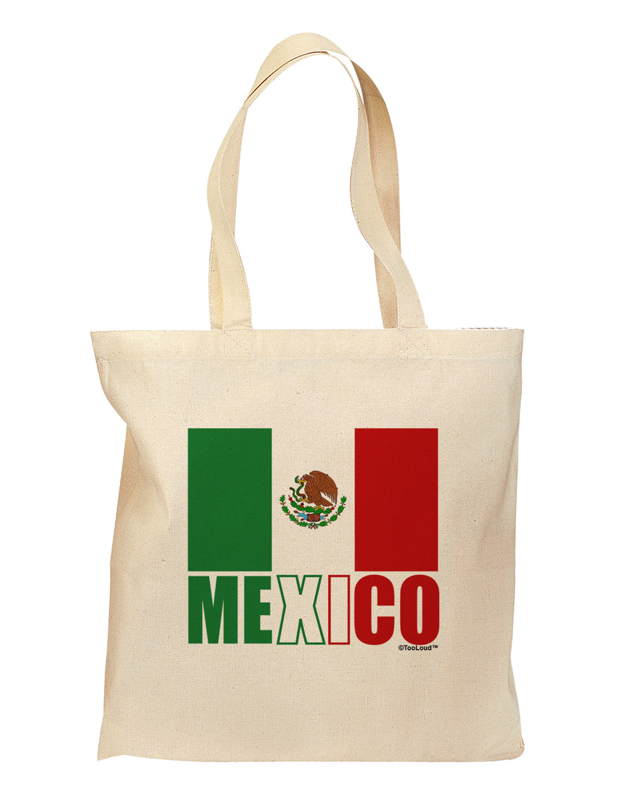 Mexican Flag - Mexico Text Grocery Tote Bag by TooLoud-Grocery Tote-TooLoud-Natural-Medium-Davson Sales