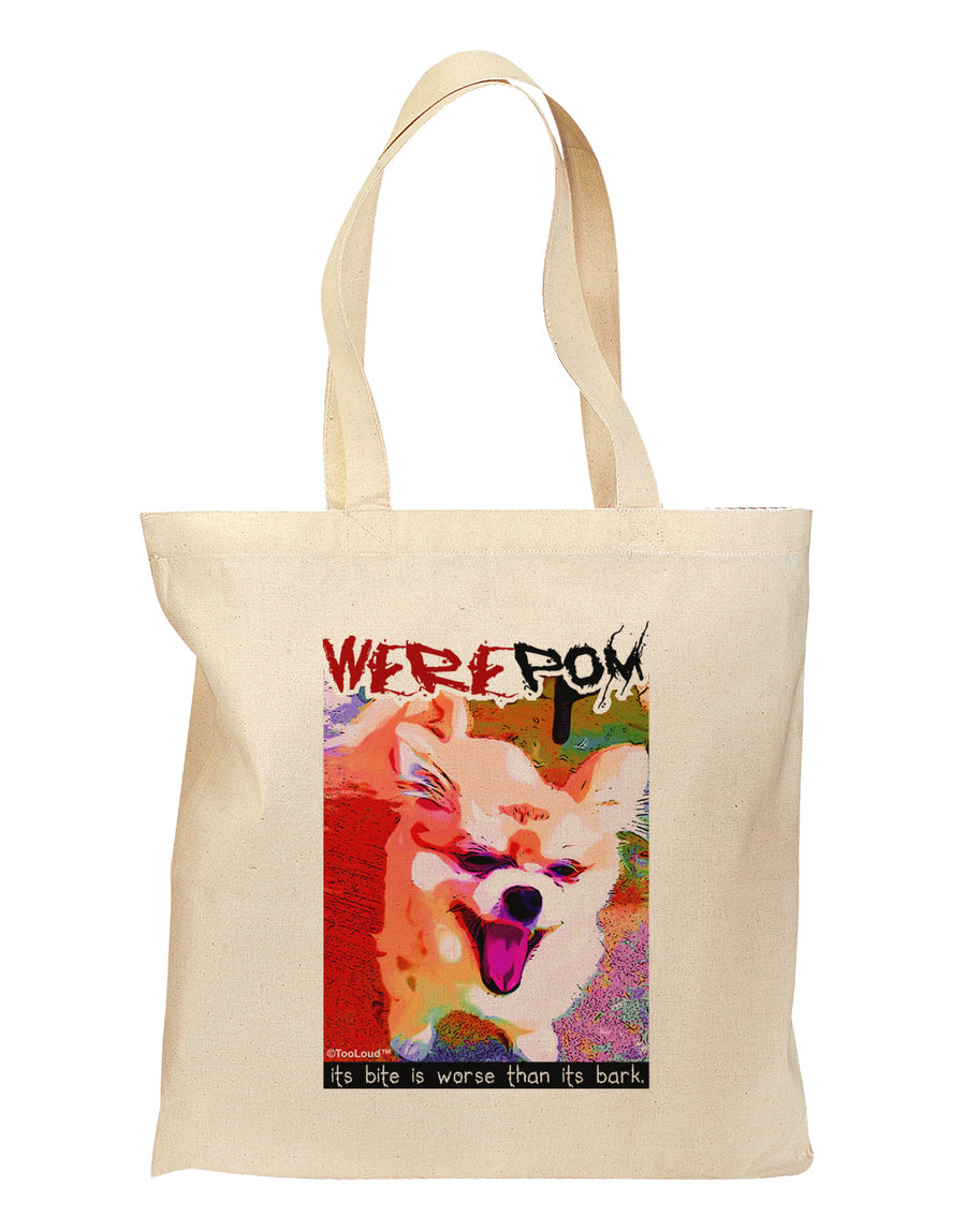 TooLoud WerePom - Werewolf Pomeranian Grocery Tote Bag - Natural-Grocery Tote-TooLoud-Natural-Medium-Davson Sales