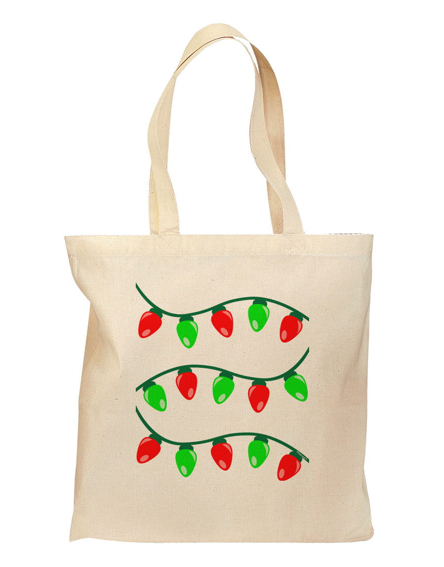 Christmas Lights Red and Green Grocery Tote Bag-Grocery Tote-TooLoud-Natural-Medium-Davson Sales