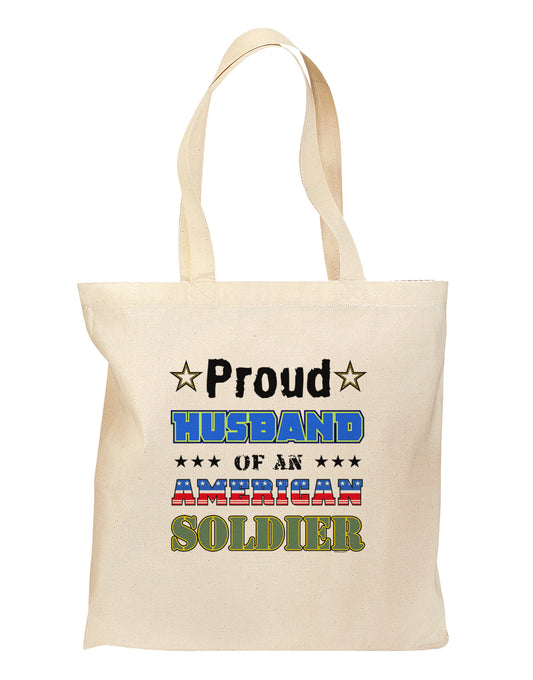 Proud Husband of an American Soldier Grocery Tote Bag-Grocery Tote-TooLoud-Natural-Medium-Davson Sales