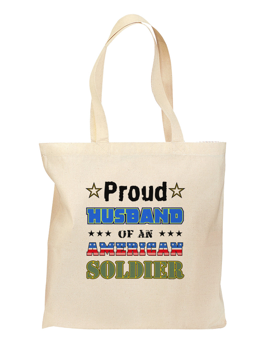 Proud Husband of an American Soldier Grocery Tote Bag-Grocery Tote-TooLoud-Natural-Medium-Davson Sales