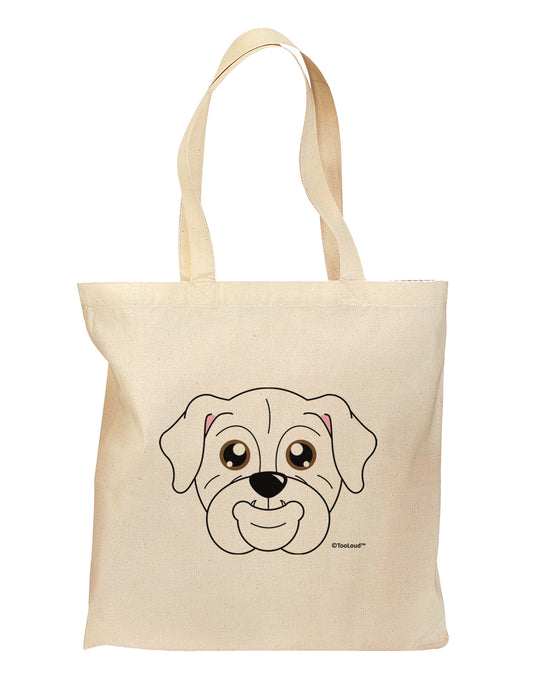 Cute Bulldog - White Grocery Tote Bag by TooLoud-Grocery Tote-TooLoud-Natural-Medium-Davson Sales