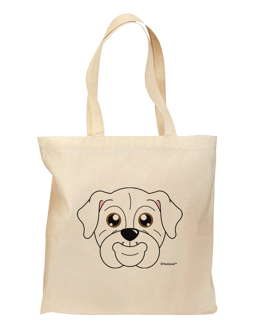 Cute Bulldog - White Grocery Tote Bag by TooLoud-Grocery Tote-TooLoud-Natural-Medium-Davson Sales