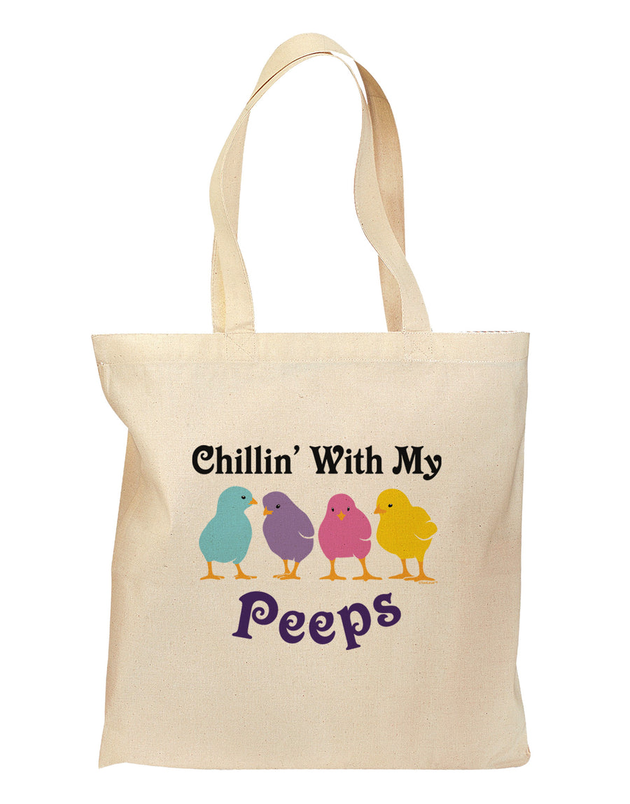 Chillin With My Peeps Grocery Tote Bag-Grocery Tote-TooLoud-Natural-Medium-Davson Sales