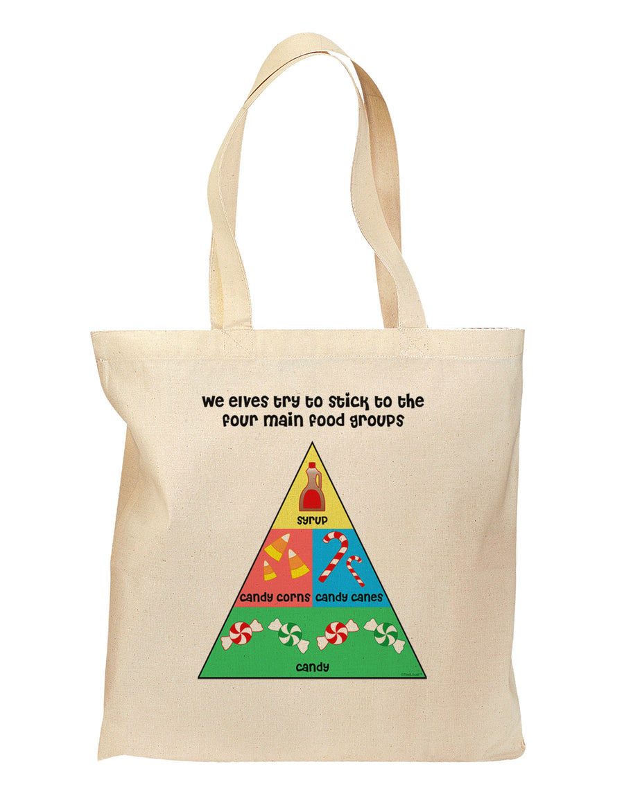 Main Food Groups of an Elf - Christmas Grocery Tote Bag-Grocery Tote-TooLoud-Natural-Medium-Davson Sales